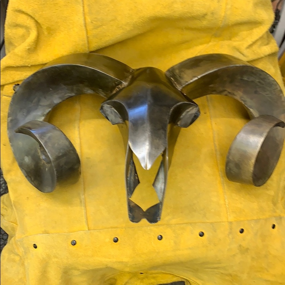 Handmade metal ram skull